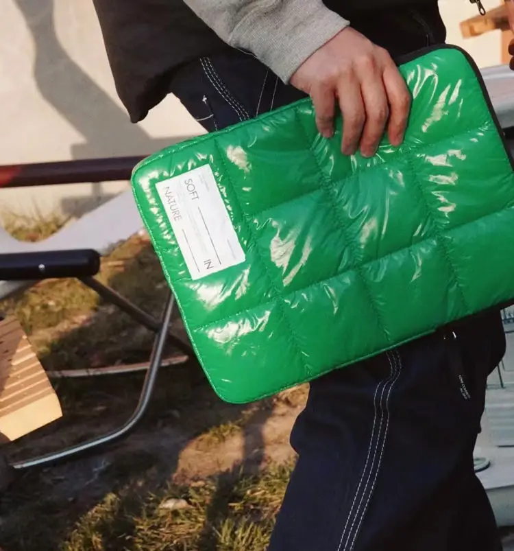 Leather Cotton Fabric Laptop Sleeve Bag-Protective Padded Nylon Office Handbag with Computer Sleeve