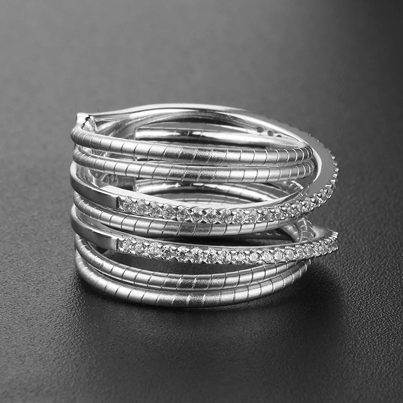 fine jewelry ring 14k gold plated ring luxury 925 silver stacking band 18k women zircon Stainless Steel Wire Rope Ring for women