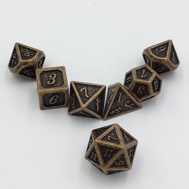 
10 Sided Retro Gold Color Mini Metal Red High- class Dice Set 10mm Custom Polyhedral Game Dice 