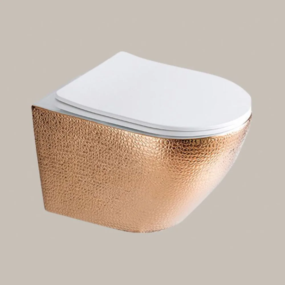 Rimless Marble Color Toilet Bowl Matt Black Wall Hung Toilet Set With Hidden Water Tank