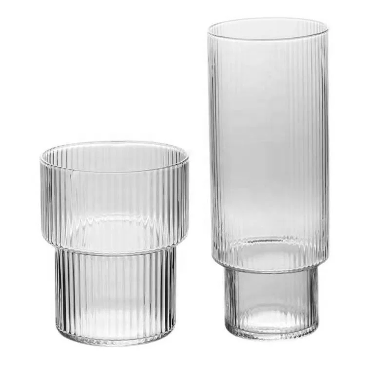 Полосатая стеклянная чашка-элегантный бокал для коктейля кофе со льдом и сокового напитка с характерным узором