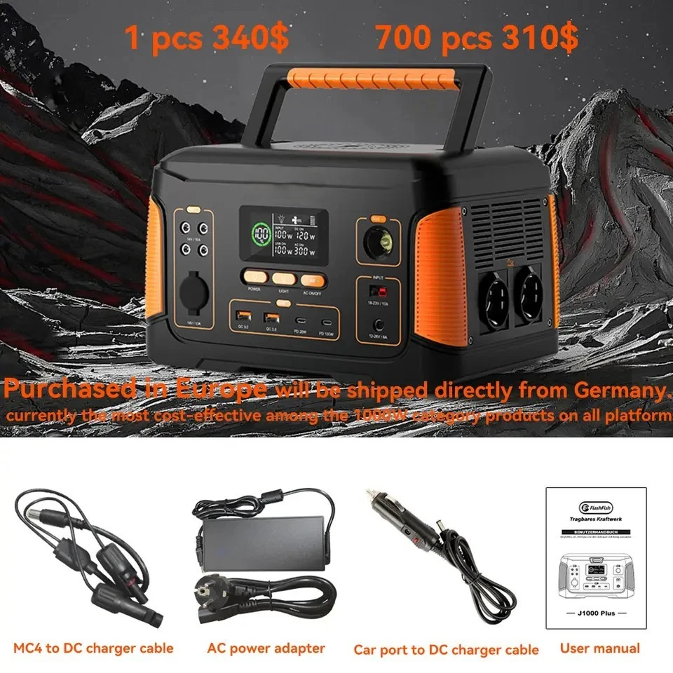 Small Cheap Deep Cycle Multi-function Charger Dongguan Guangzhou AC Power storage 1000w Portable Power Station for Home