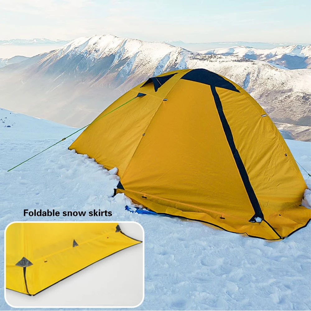 Outdoor 4 person trekking rainproof warm aluminum pole double decker camping tent