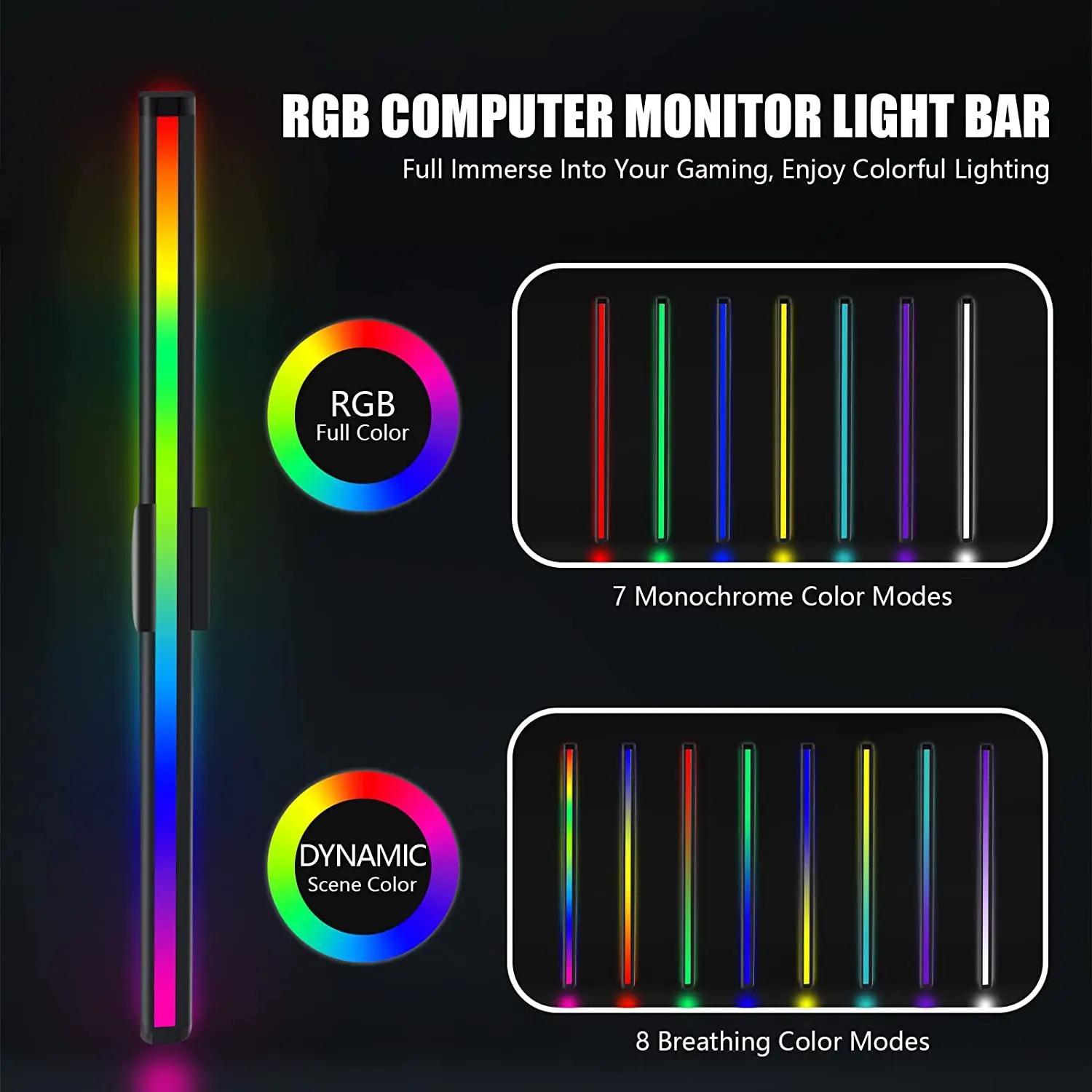 Eye care USB powered e-reading LED task lamp RGB computer smart screen monitor light bar home office desk lamp