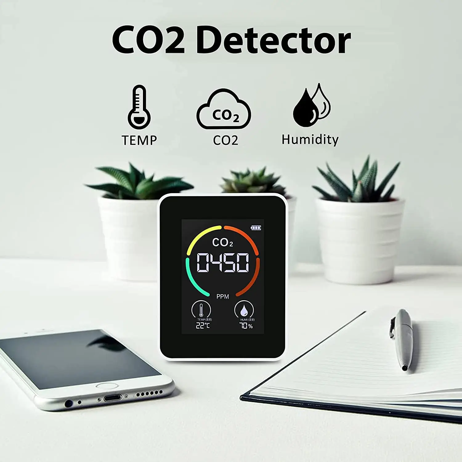 Factory Price Wholesale Carbon Dioxide Detector Desktop Temperature Humidity Air Co2 Meter Gas Monitor Measurement Device