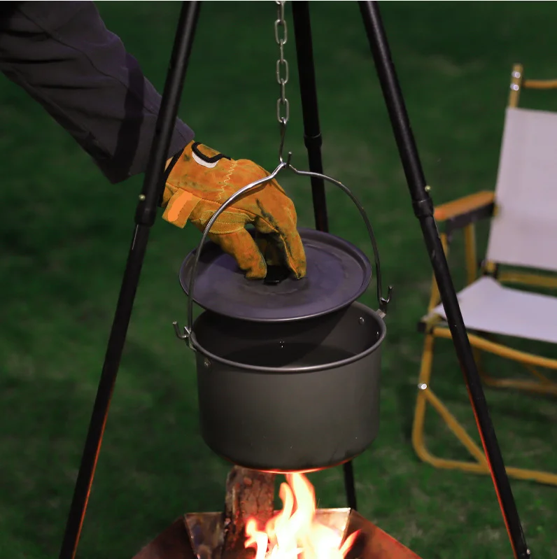 Outdoor picnic single pot aluminum alloy camping hanging pot 5-8 people marching picnic set pot