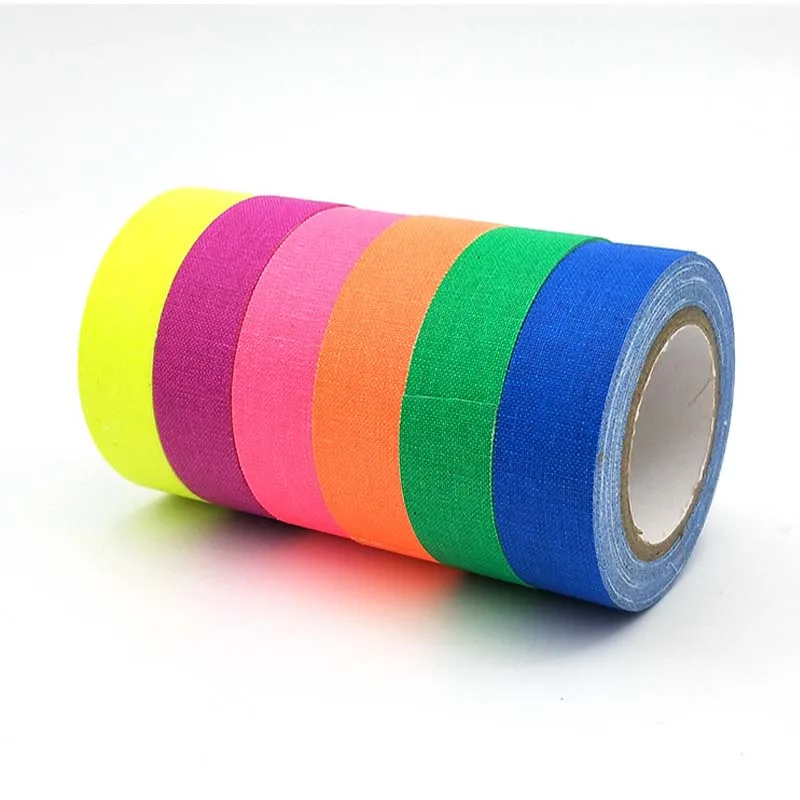 Fluorescent Adhesive tape Spike tape Uv Blacklight Reactive Neon Gaffer Cloth tape For Party Stage Camera Art Craft