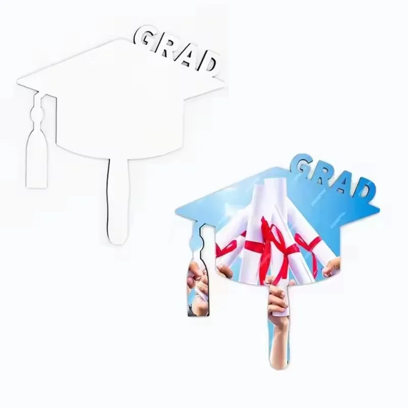 Sublimation MDF GRAD Paddle BlankS Custom Wooden 2024 Graduation Hand Fans