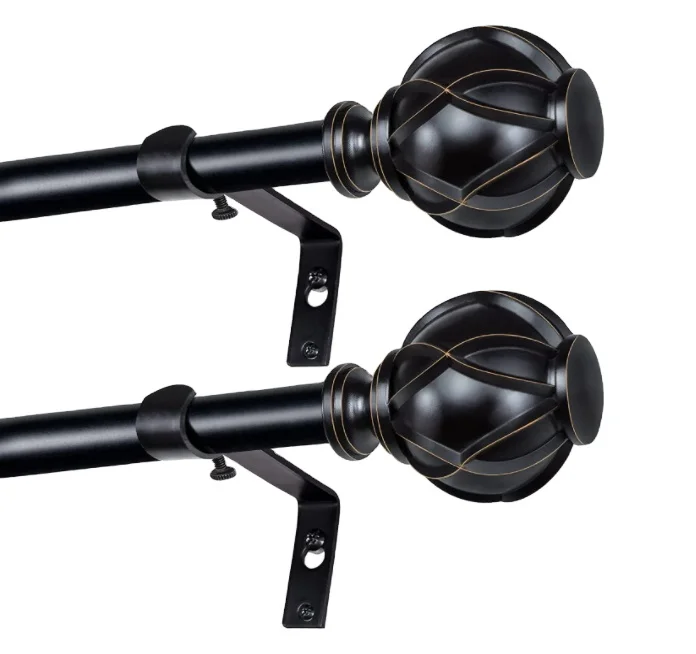 Smart Home Factory Pricing Decorative 3/4 Inch Curtain Rod 48 to 86 Inches 2 Pack Window Single Drapery Rod with Finials