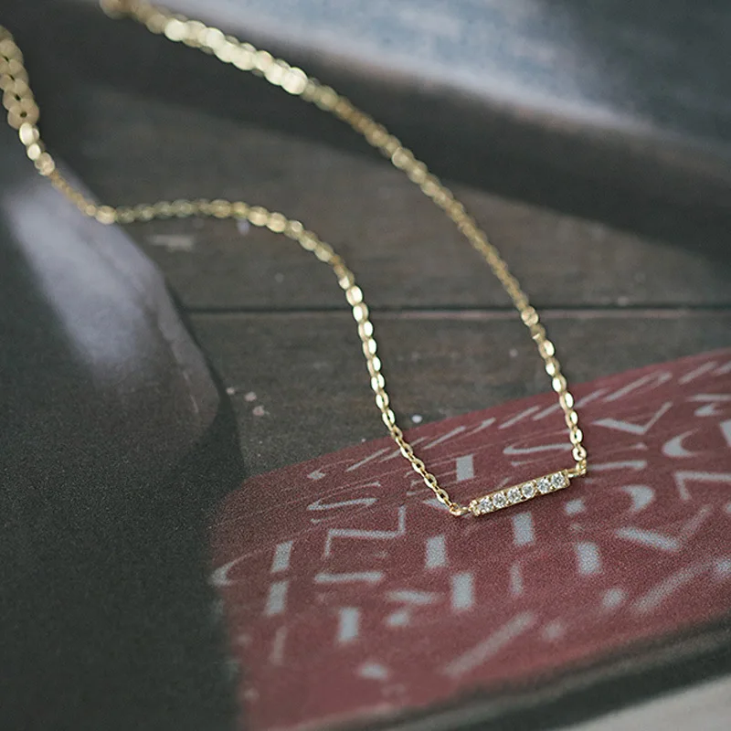 Fashionable S925 Sterling Silver Bracelet CZ Zircon Bar Strip Charm 14K Gold Plated Bracelets