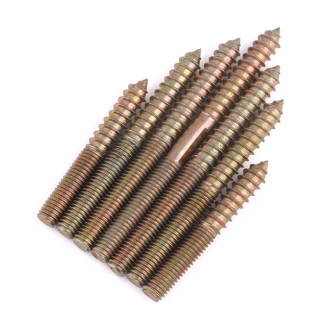 Double head threaded hanger bolt dowel screw carbon steel dual wood thread screw