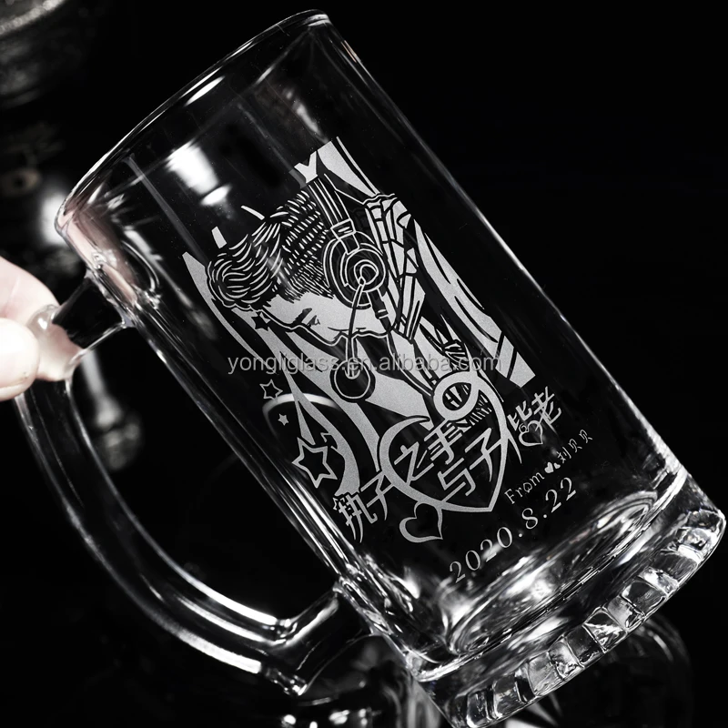 750 ml/26 oz custom decal logo Funny Glass Beer Mug,personalized glass mugs,great beer mugs for beer lovers