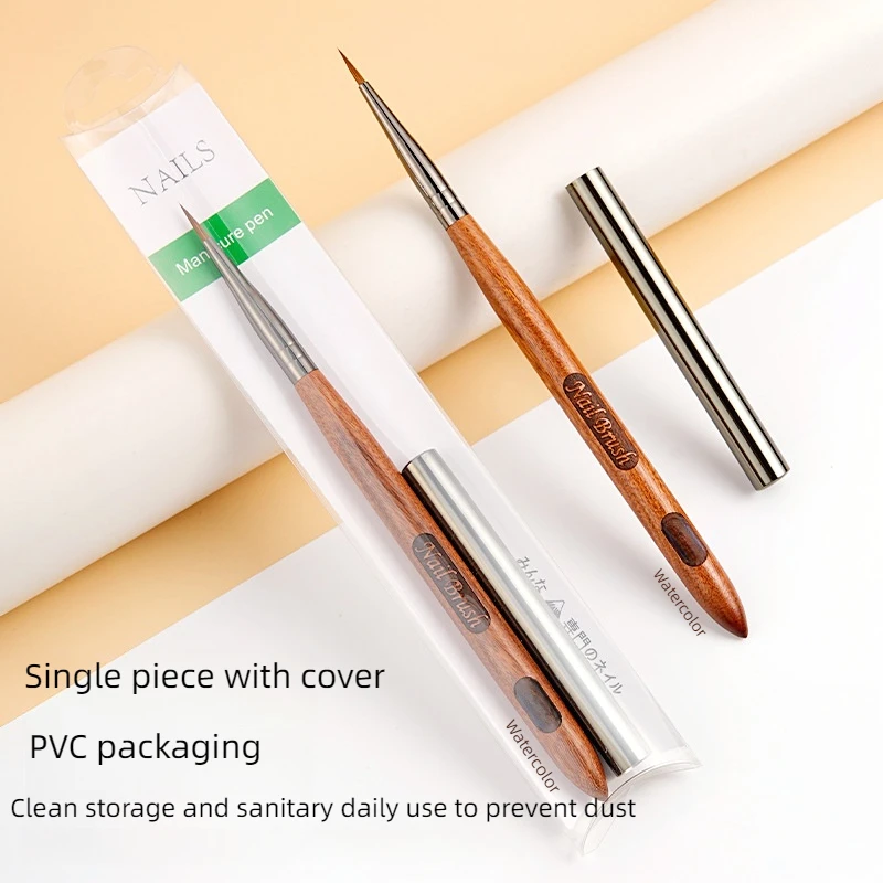 nail brush Sandalwood kolinsky Watercolor Pen Strong Water Absorption Gouze Brush for Painting Halo Dye Pen with Wood Handle
