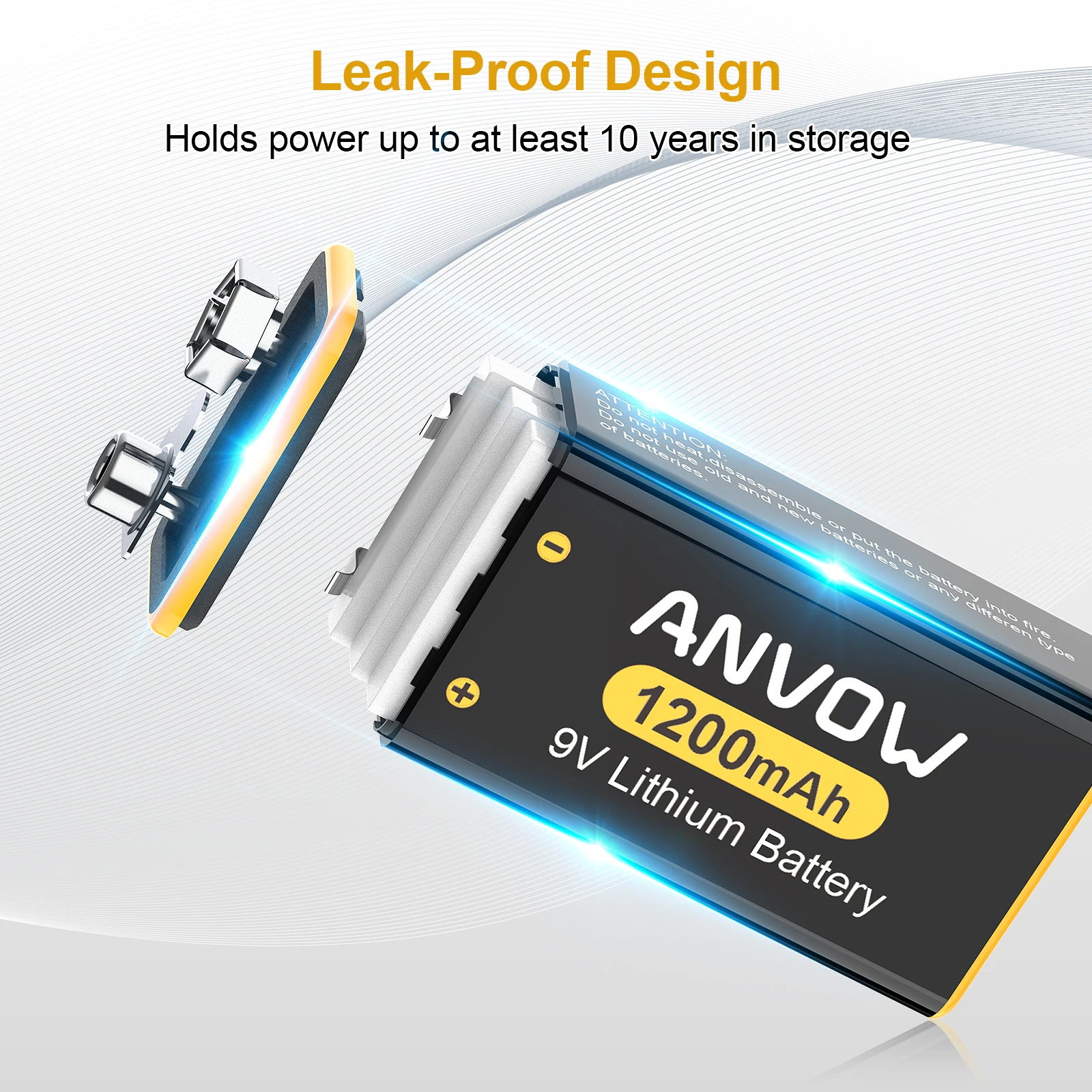 High Capacity Non Rechargeable 1200mAh Battery Pack Square Lithium 9V Batteries For Smoke Detector