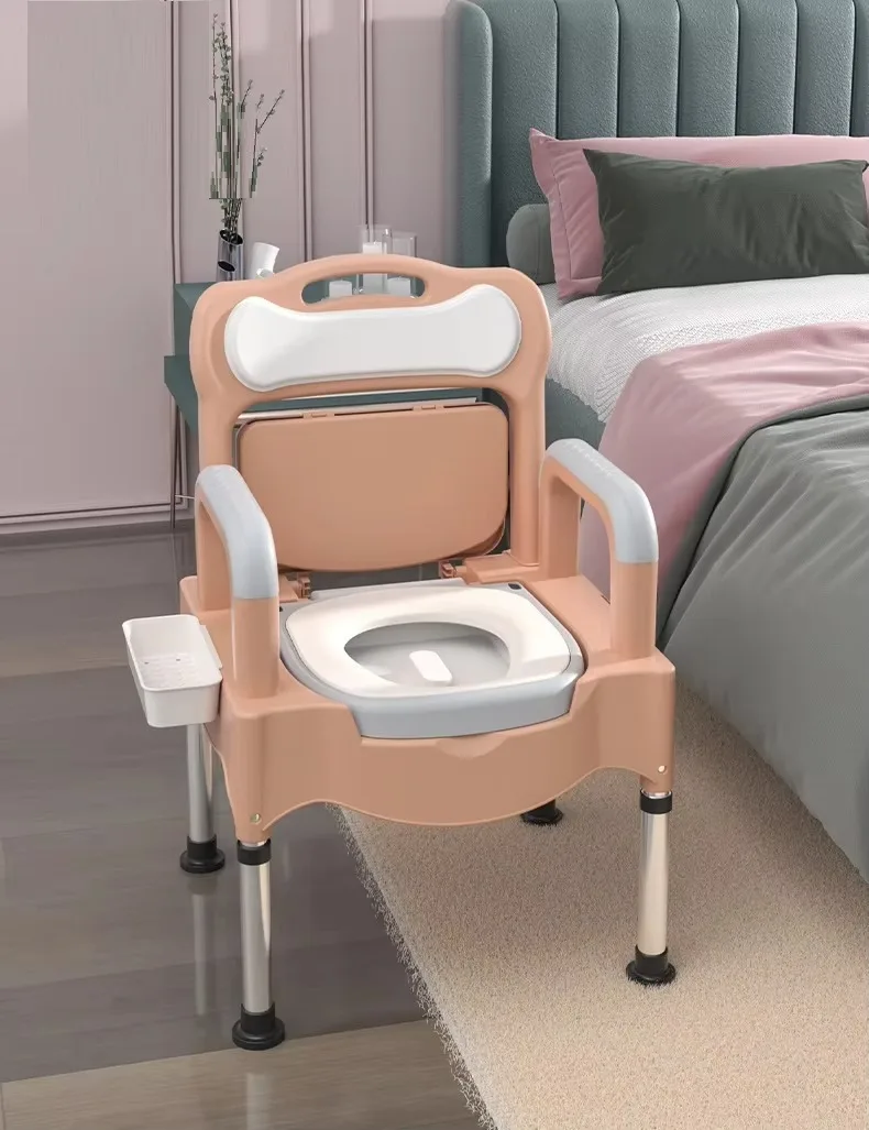 4-in-1 Simple Raised Toilet Seat Medical Bedside Commode Chair Adjustable Toilet Safety Frame Shower Chair for Seniors