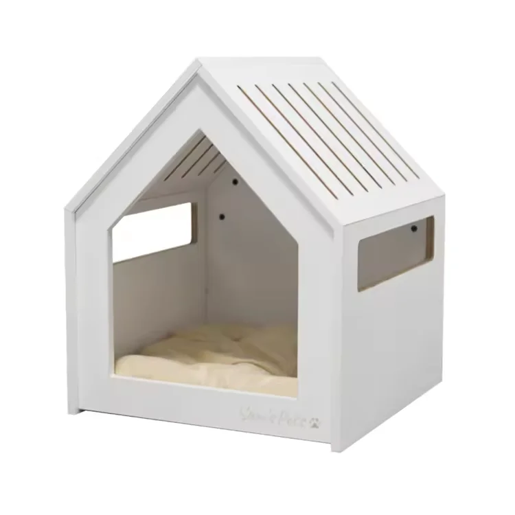 Solid Wood Pet Furniture Cat House Wooden Small Dog Houses Indoor White Dog Crate Houses Without Door