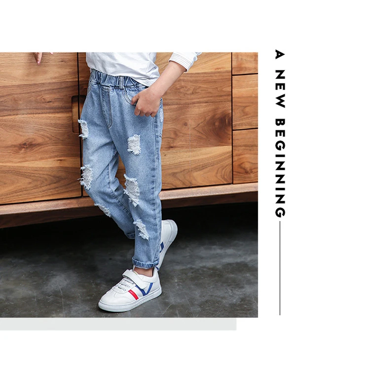 Детская одежда, новые осенние джинсы для девочек, детские брюки с дырками