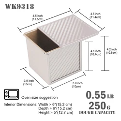 New Durable Non-stick Corrugated Cube Mould Square Mini Loaf Baking Pan with Cover