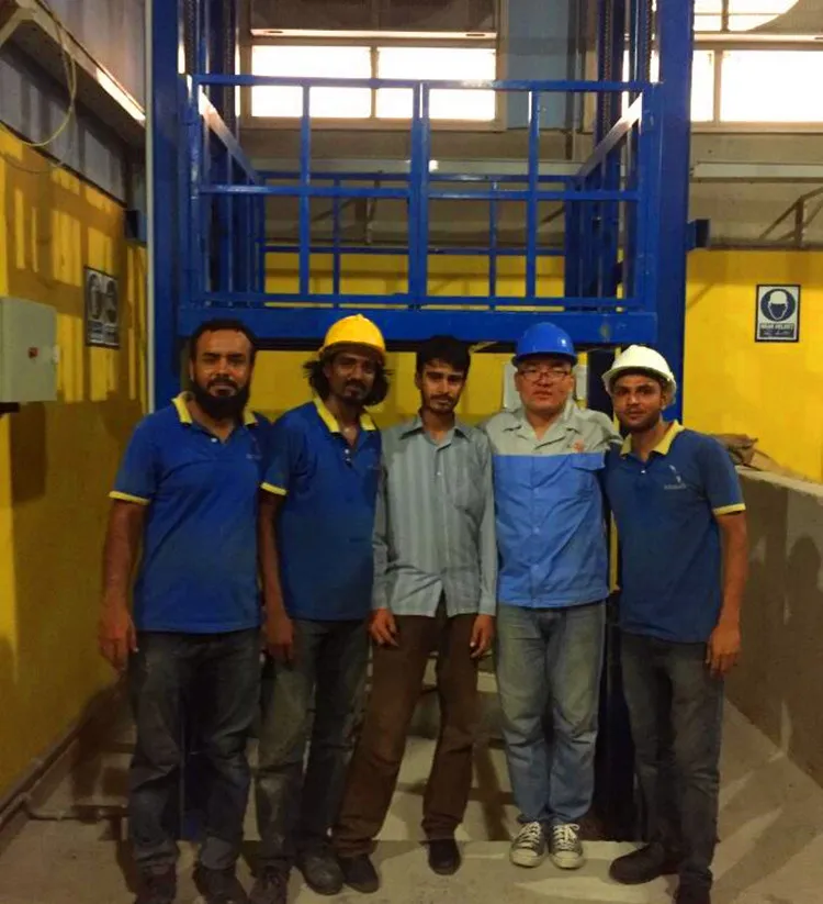 Guide Rail Hydraulic Goods Lift Platform with cage Lead Rail Cargo Elevator Used for Factory Warehouse