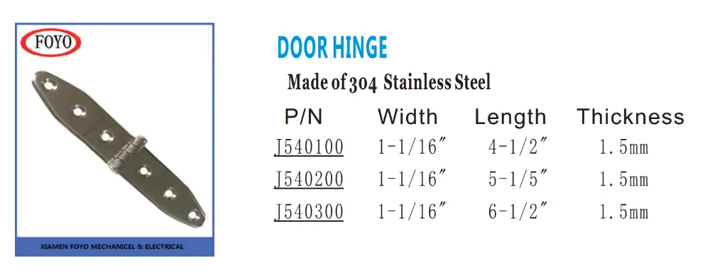Marine Boat Sailing Window Long Stainless Steel Strap Hinge Door Locker Cabinet