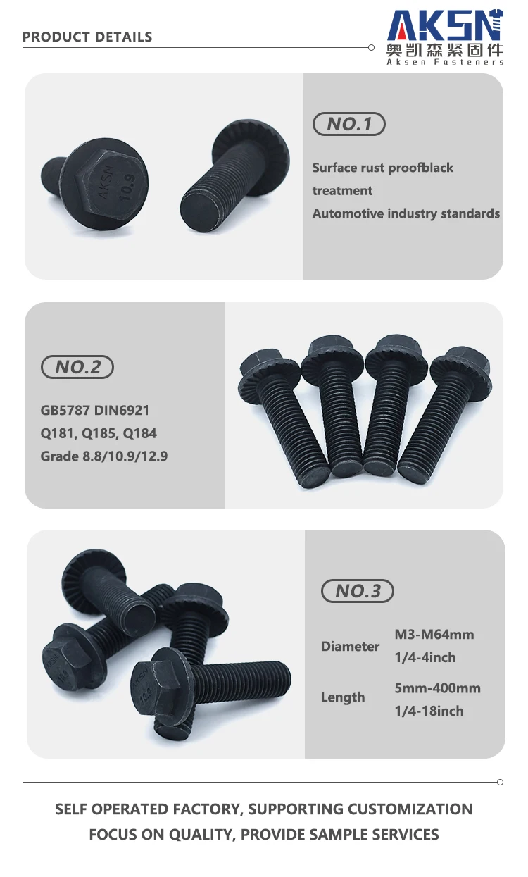 M5-M60 Customize hexagonal flange bolts based on drawings and samples
