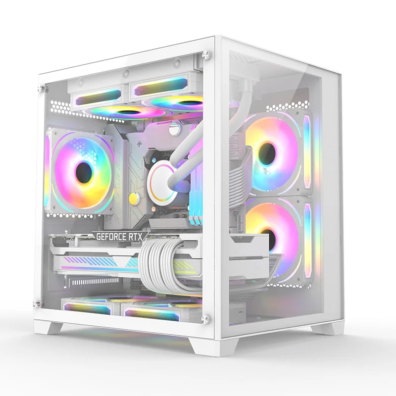 Hot Sale OEM Custom Gaming PC Case USB3.0 ATX Tower in Cool Style Aluminum Material With Tempered Glass Cabinet RGB Fan