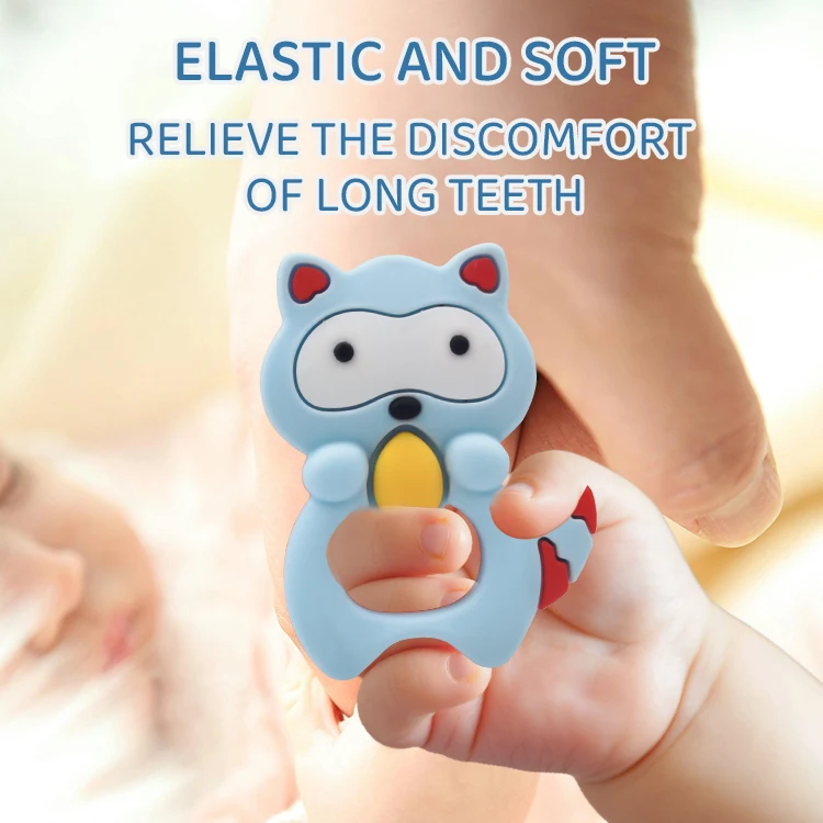 OBJ can customize food grade silicone can customize the shape of red panda baby teeth grinding teeth 0-3  bite force training