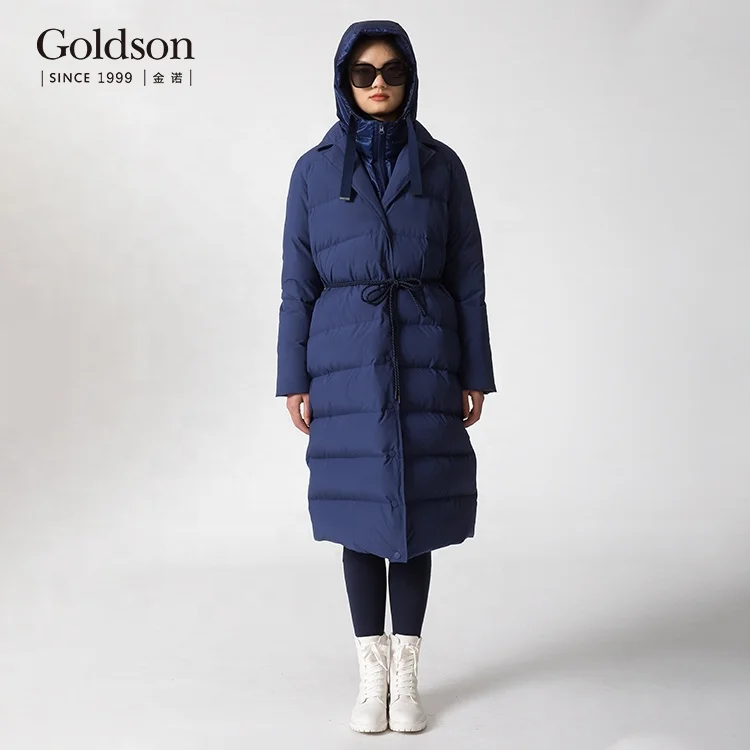 Long women soft shell thickened warm duck down jacket For Winter