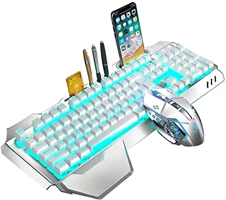  2 4G RGB беспроводная клавиатура и мышь для ПК геймеров с батареей 3000 мАч металлическая панель механические ощущения игровые