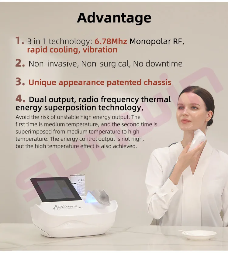 New 2024 Agemage 6.78mhz Energy Output Thermal Monopolar Rf Radiofrequency Face Eye Probes Skin Rejuvenation Machine