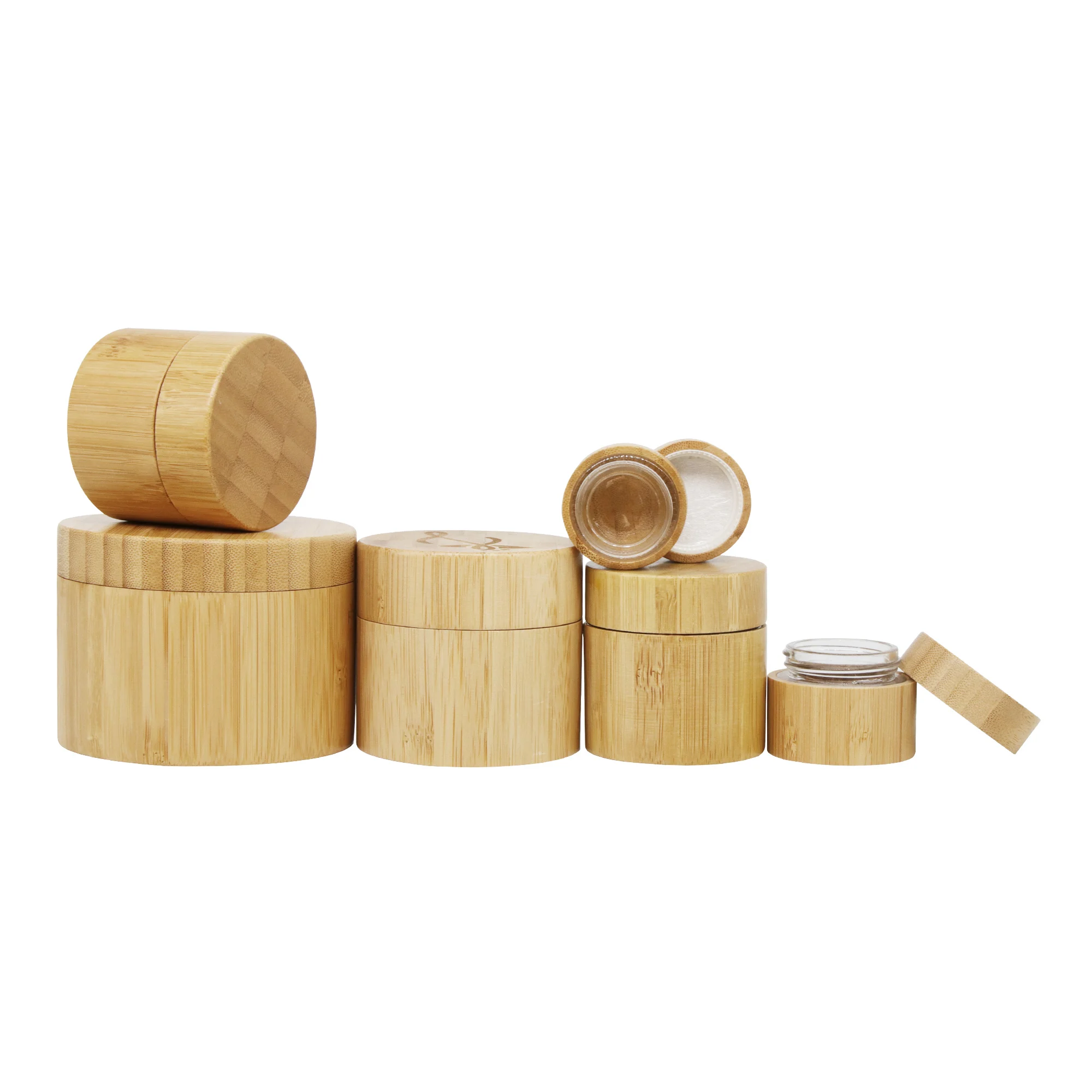 2023 New Popular Custom 100g 100ml Organic Bamboo Cosmetic Container Full Bamboo Cream Jar With Glass Inner Bottle Pot