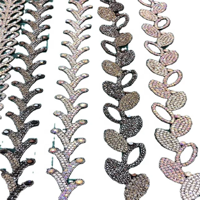 heat transfer rhinestone  trimming rhinestone flower tape 4cm hot fix trim iron on the garment