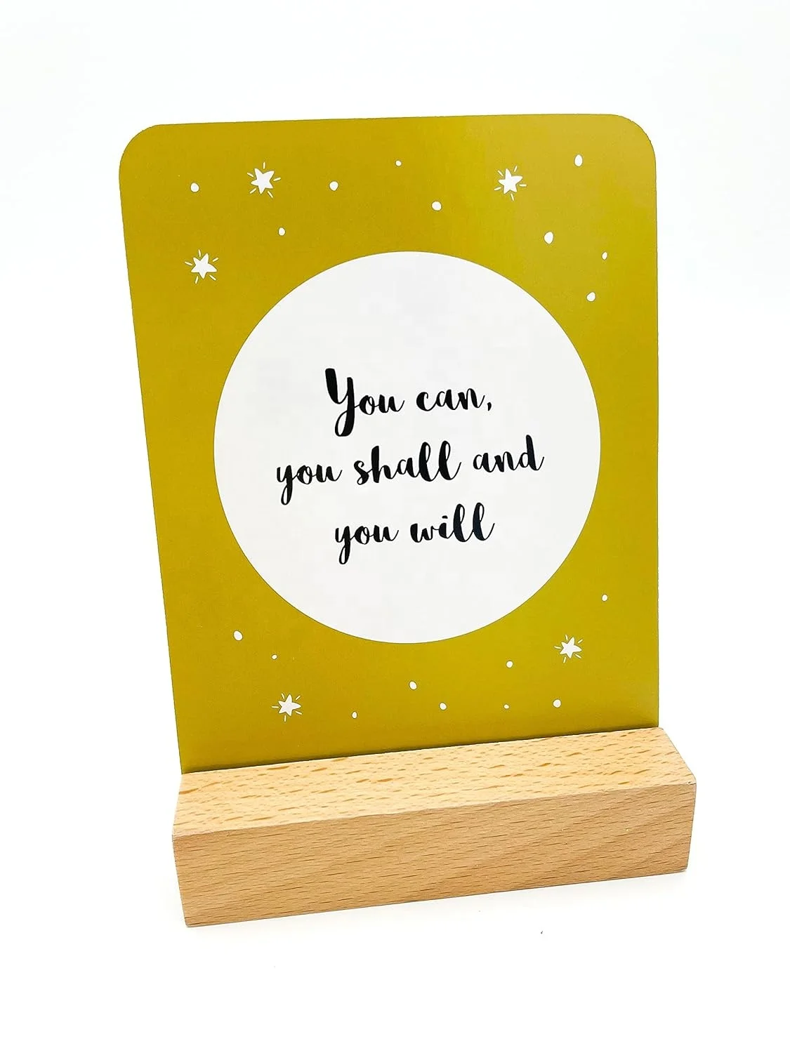 Custom Affirmations Cards Printed Wooden Standers with Gold Stamping Hot Foil for Kids and Women Packaged in Box