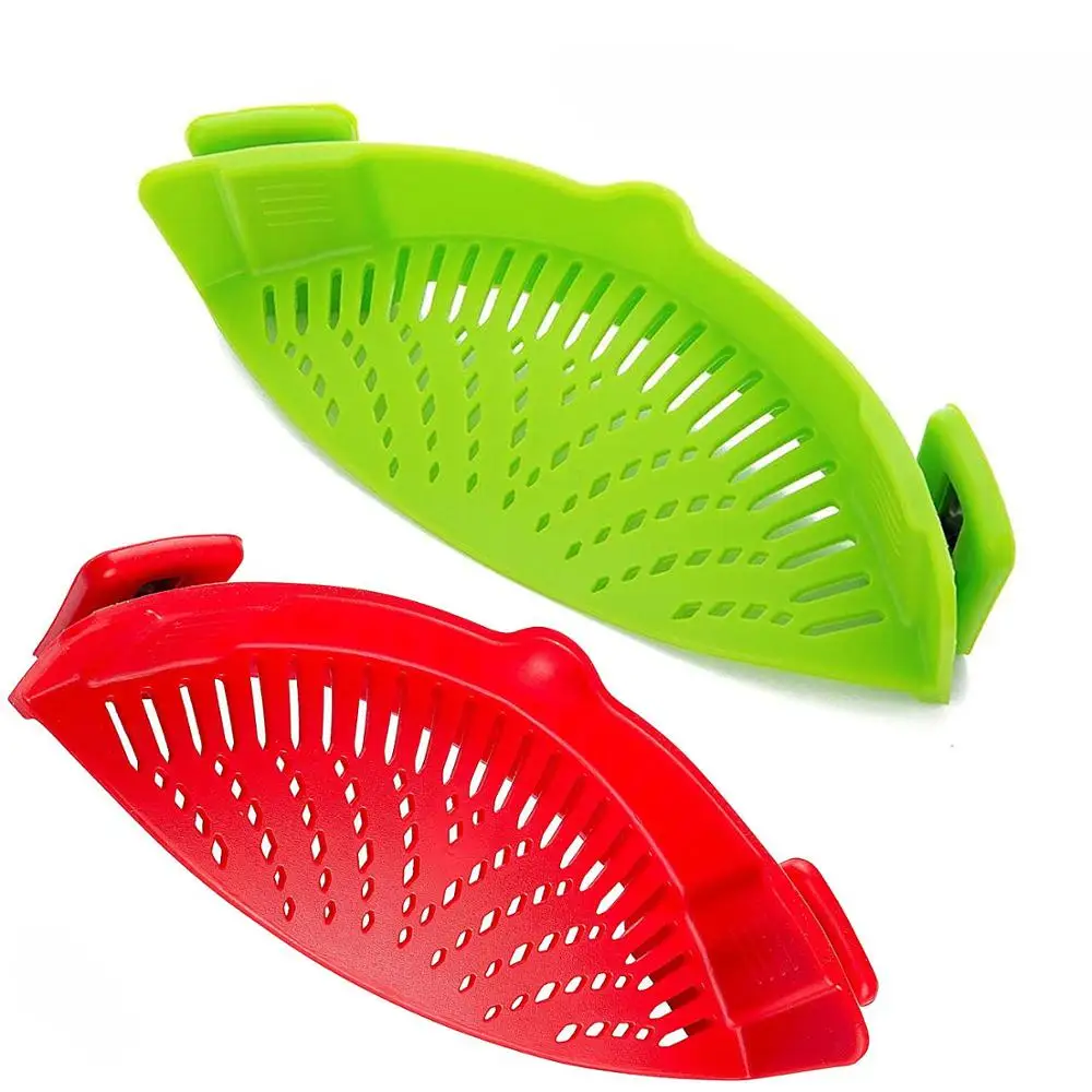Silicone Pot Strainer Liquid Funnel Pan Strainer Kitchen Clip On Drainer Rice Washing Colander Cooking Tools