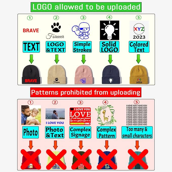 Custom Knitted Beanie Hats with Embroidery Text Logo and Print Image Personalized Design Winter Warm Hat