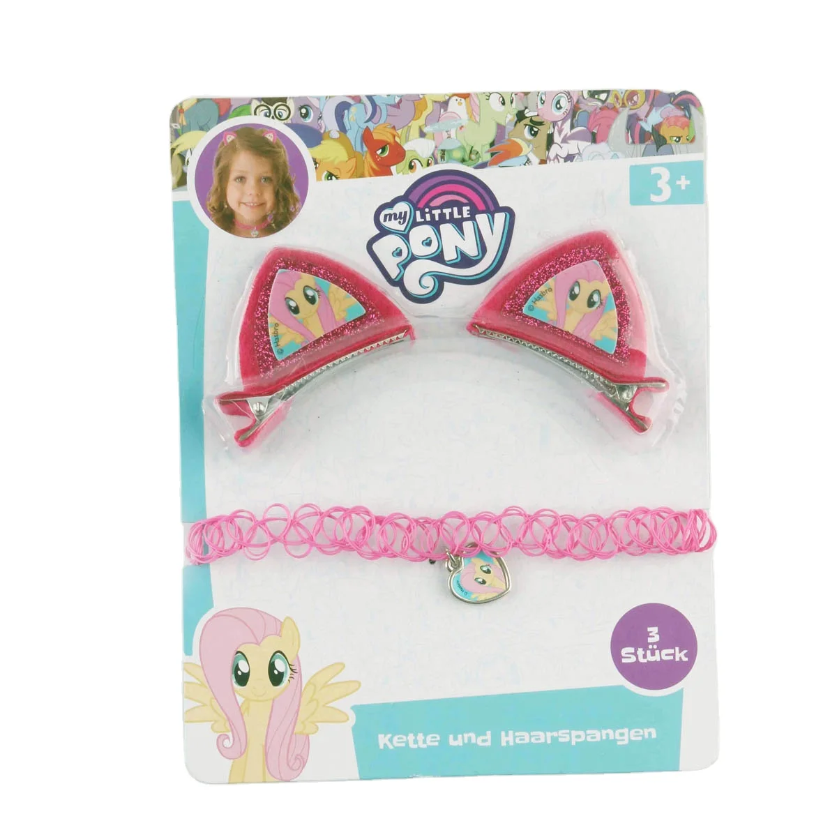 Wholesale Little Pony Glitter Cat Ear Hair Clips&Choker necklace  Licensed Kids  Hair Barrette for Girls Cosplay Gift