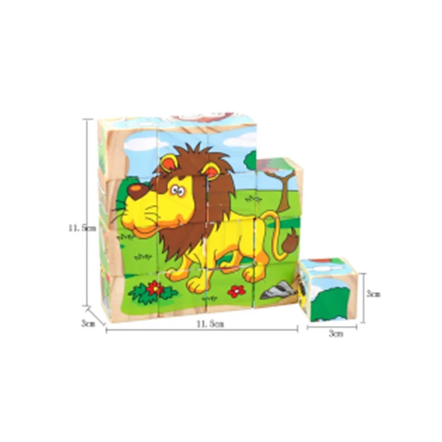 Factory Kids Wooden 3d Puzzle assembly Toys Children education Cartoon Animal Montesori wooden Toys