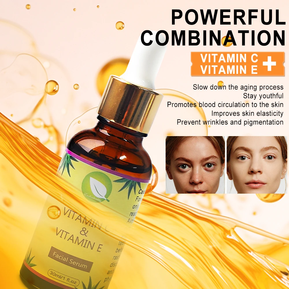 Best Selling Vitamin C Anti-Acne Whitening Skin Serum Vitamin E Anti-Aging Smooth Firming Skin Serum Anti Dark Spot Facial Serum