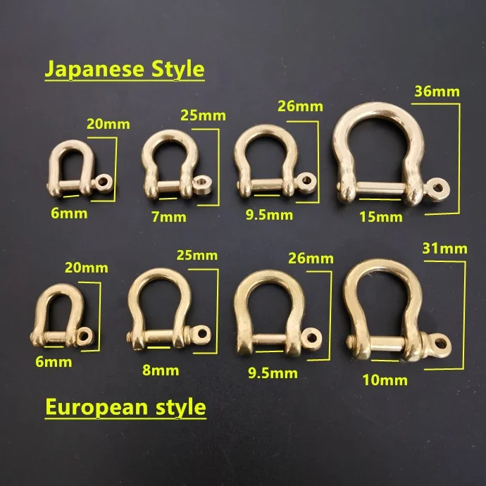 Solid brass bow anchor shackle with screw pin