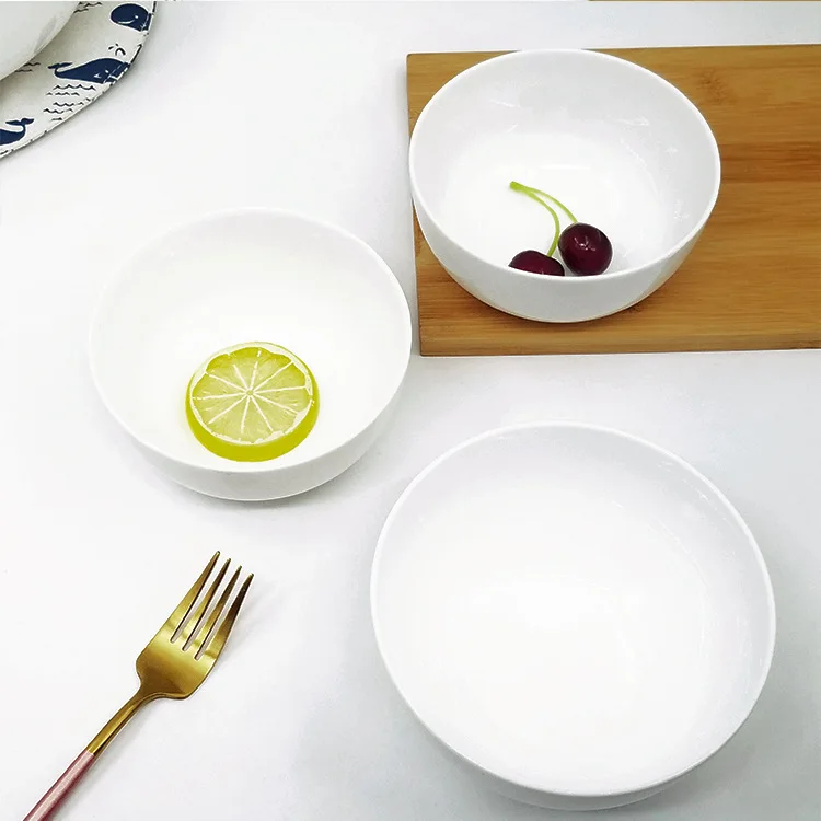 Custom logo restaurant hotel 4/4.5/5/6/7/8/9 inch plain white round porcelain dinner rice soup ceramic bowls