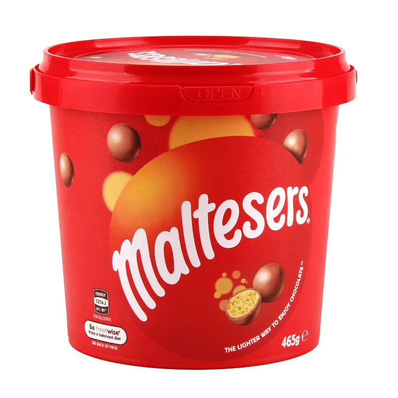 Круглое ведро для конфет печенья шоколада производитель PP IML 1L пищевой цветной недорогой пластиковый с крышкой и