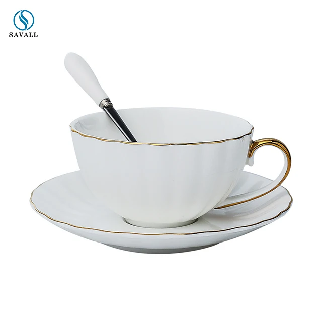 Savall HoReCa Round shape Orange pumpkin cup white saucer coffee Port Sippers Afternoon tea set vintage for hotel and restaurant