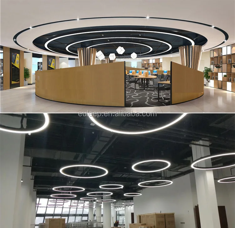 aluminum shape linear light led round pendant light diameter 1000mm 4feet for office ceiling lamp