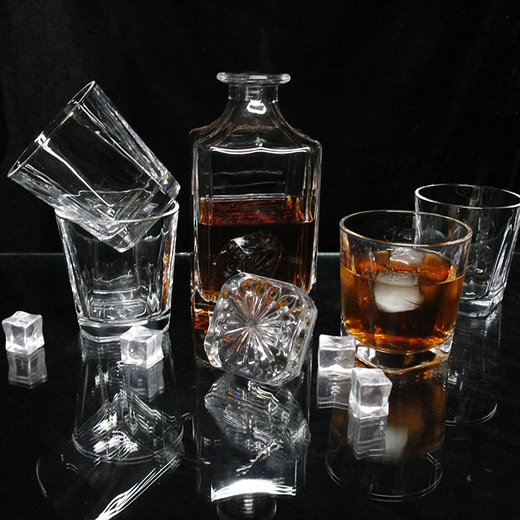 29 oz premium crystal vertical stripe vodka liquor whiskey decanter with glass stopper