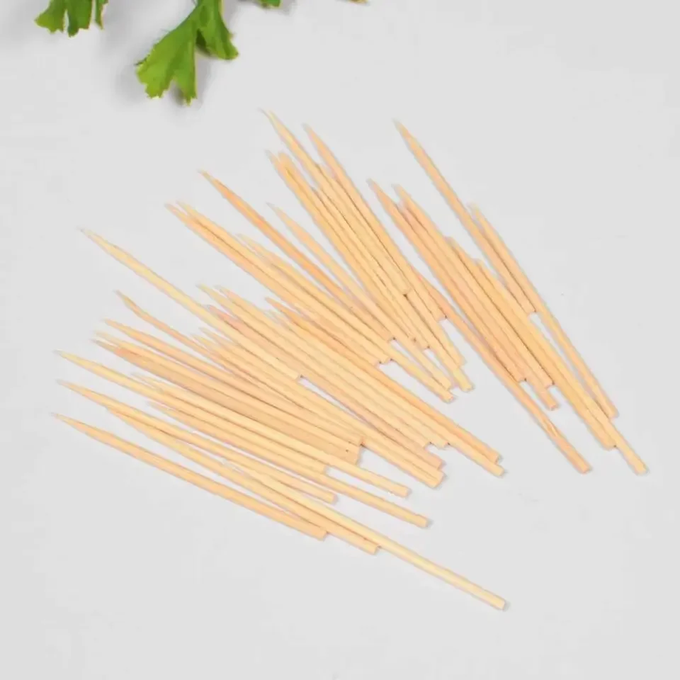 Disposable Wooden Tooth Pick Mint Surface Smooth Kids Bamboo Tooth Pic Stocked Disposable Custom Toothpicks Flags