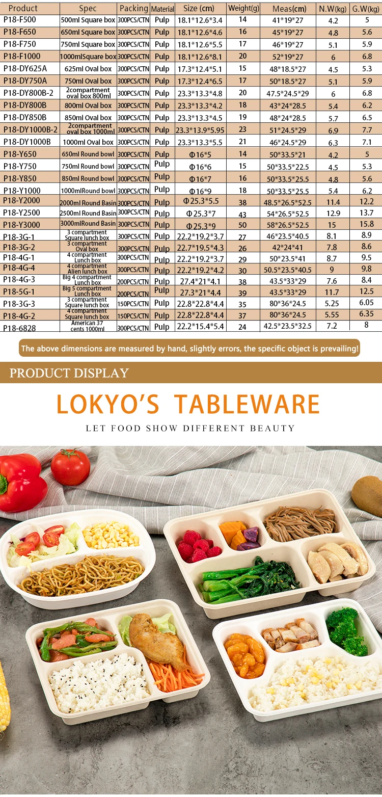 LOKYO eco friendly single compartment clamshell takeout box compostable rectangular disposable food containers