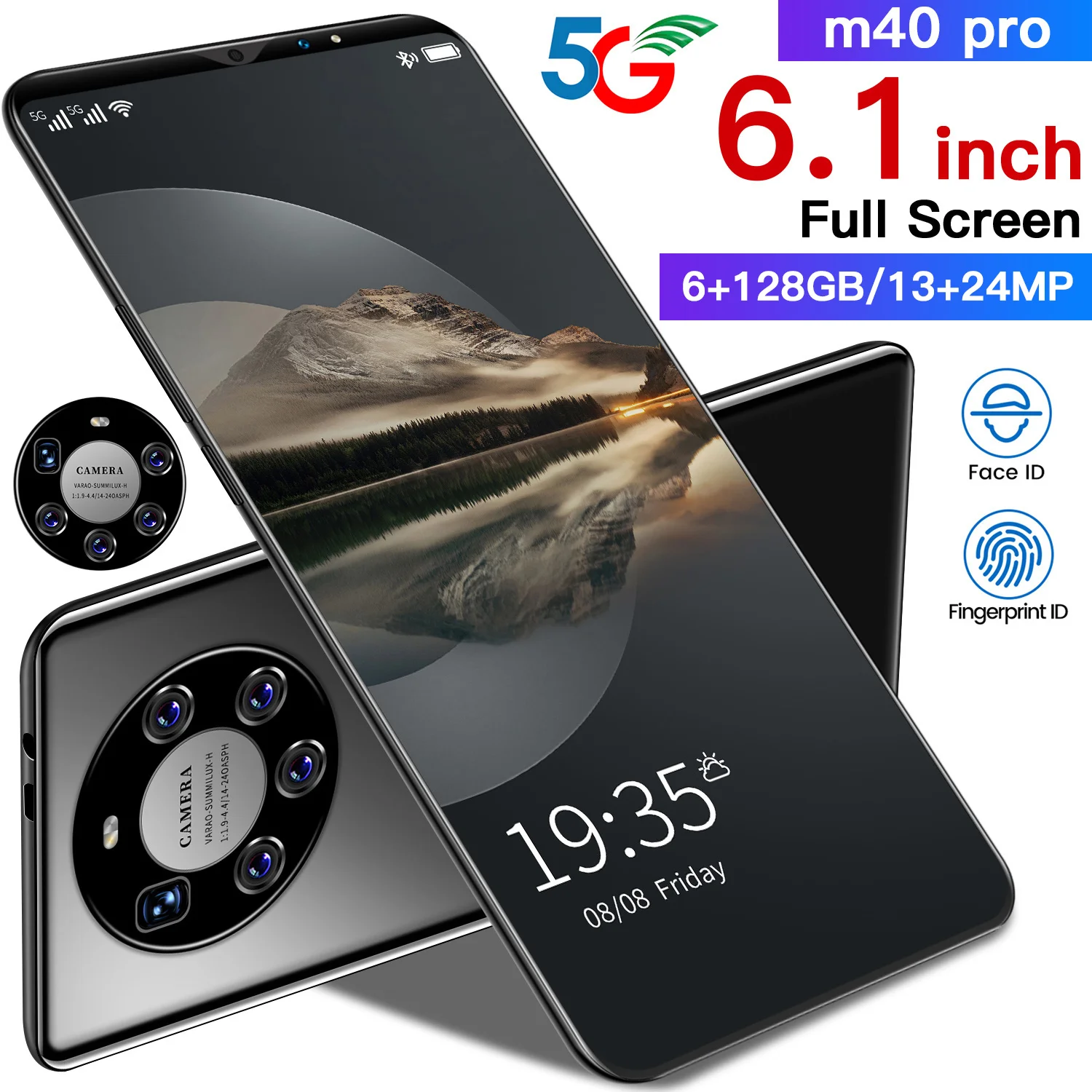  Абсолютно новый 100% оригинальный 5 7-дюймовый сенсорный экран Android phone 6 ГБ + 128 Гб мобильный телефон M40pro 4800 мАч батарея