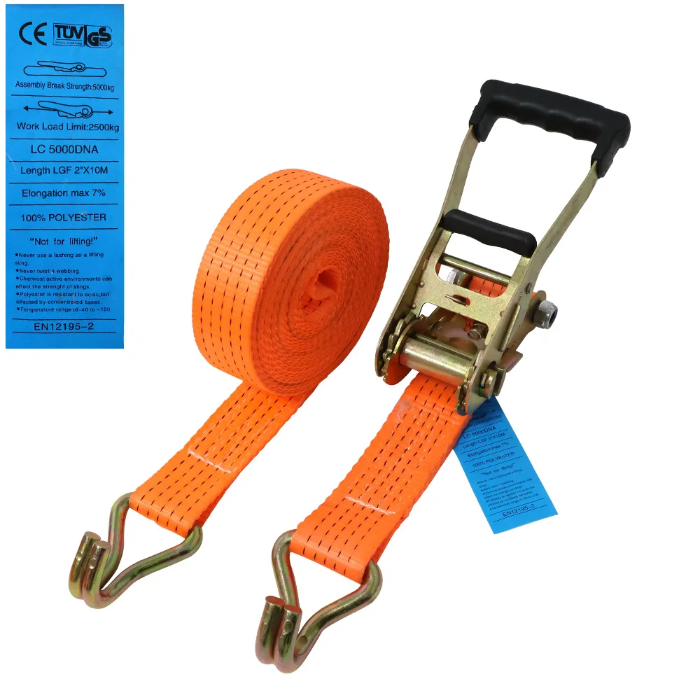 1inch 1000kg Truck Cargo Polyester Lashing Belt Retractable Ratcheting Tie Down Strap With Ratchet