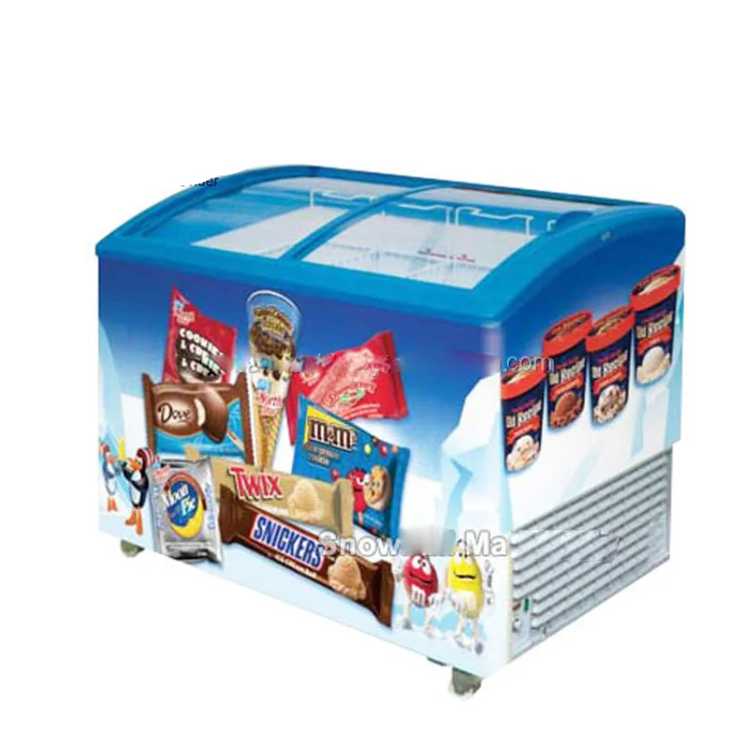 chest freezer glass door chiller ice cream fast food display cooler refrigerator showcase supermarket deep popsicle freezer