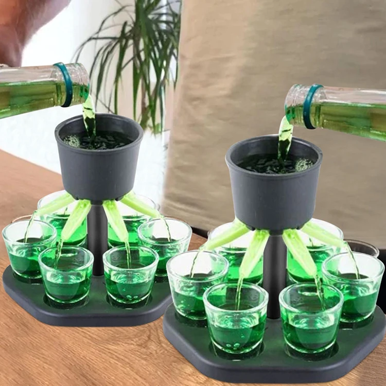 
DDA1979 Bar Accessories Rack Cooler Whisky Wine Dispenser Beer Beverage 6 Shots Glass Dispenser Holder 6 Shot Glass Dispenser 